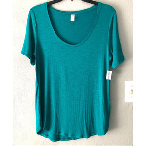 Old Navy Luxe Green Teal Lightweight Scoop Neck Short Sleeve Basic Tee Shirt Top
